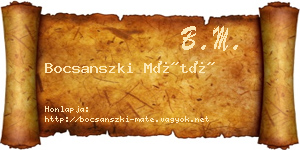 Bocsanszki Máté névjegykártya